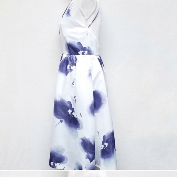 L'ATISTE FOR ANTHRO SILKY FLORAL DREAM FIT N FLARE HALTER TOP FULL SKIRT DRESS - Picture 5 of 9